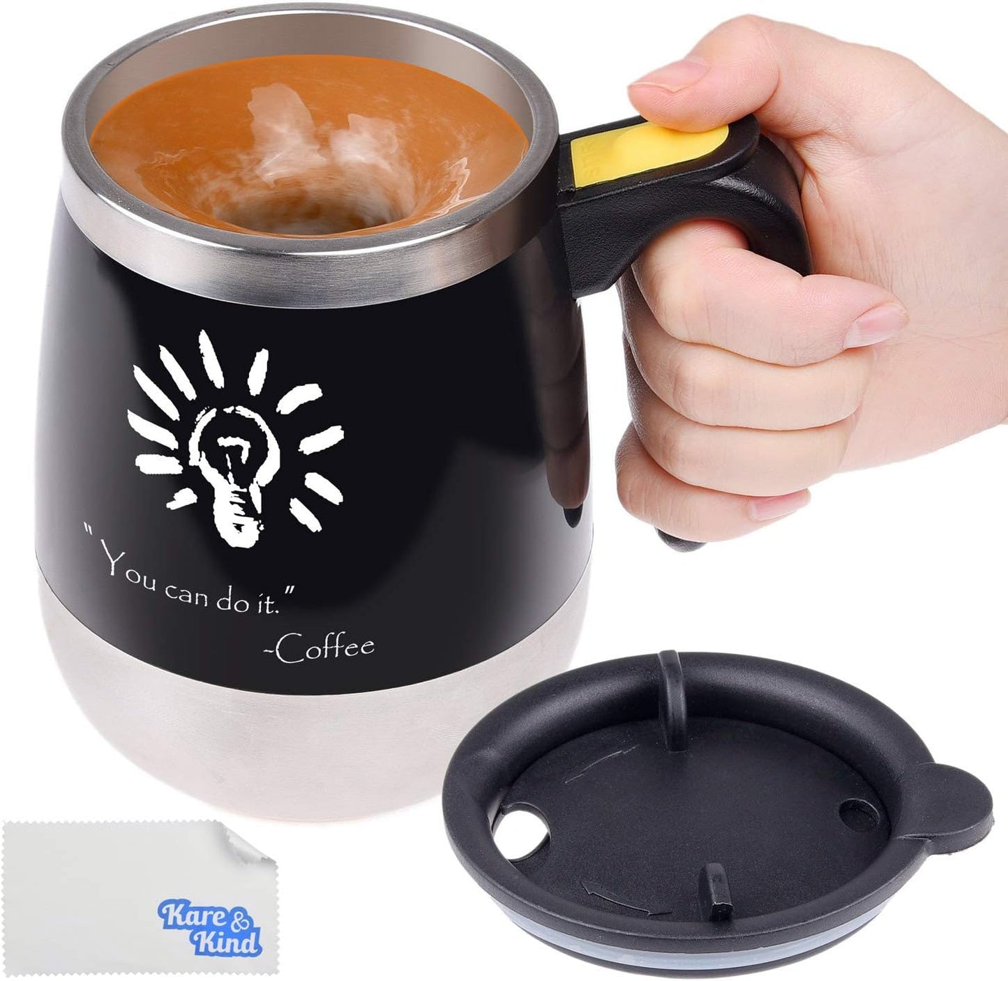 Tasse À Café À Mélange Automatique En Acier Inoxydable - Pour Mélanger Votre Café, Thé, Chocolat Chaud, Lait, Boisson Protéinée, Bouillon, Etc. - Idéal Pour Le Bureau, L'École, La Salle De Sport, La