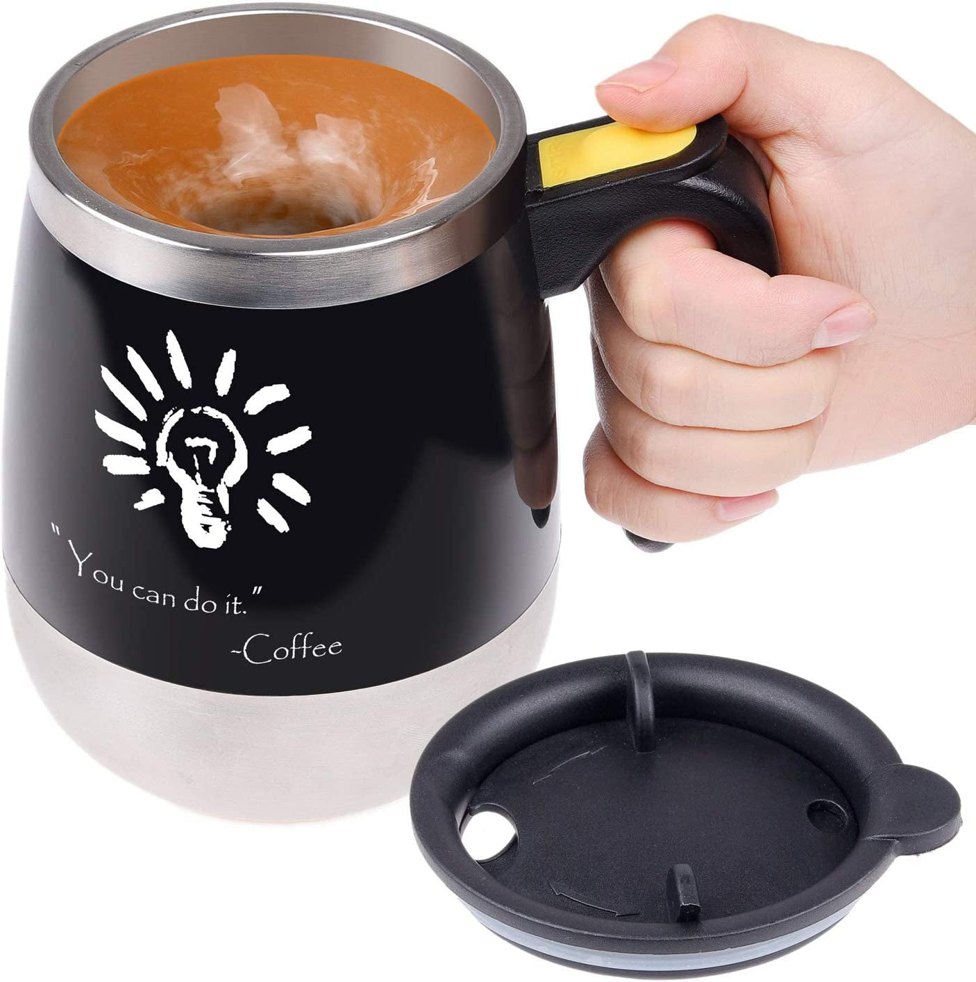 Tasse À Café À Mélange Automatique En Acier Inoxydable - Pour Mélanger Votre Café, Thé, Chocolat Chaud, Lait, Boisson Protéinée, Bouillon, Etc. - Idéal Pour Le Bureau, L'École, La Salle De Sport, La